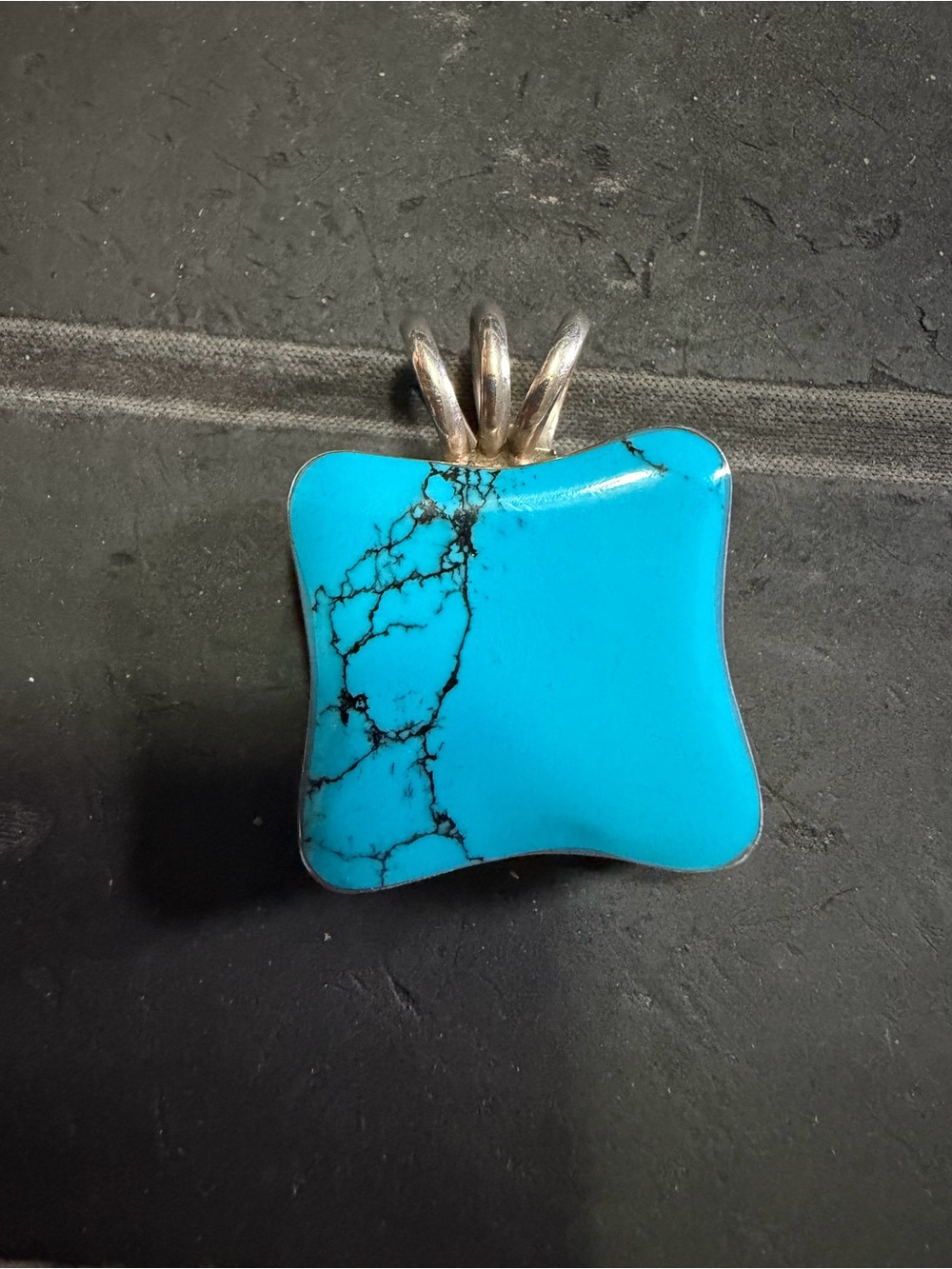 Turquoise Stone Pendant with Sterling Silver Bail